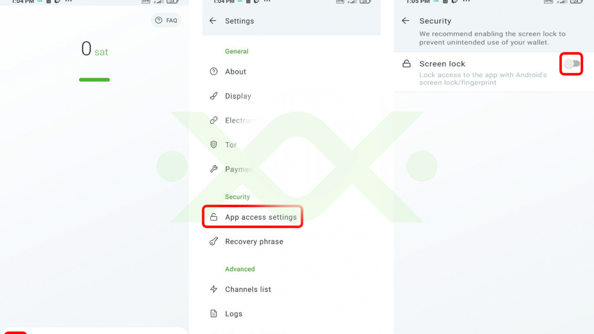 تنظیمات امنیتی کیف پول فینیکس شبکه لایتینگ