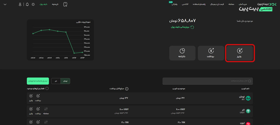 واریز وجه به بیت پین