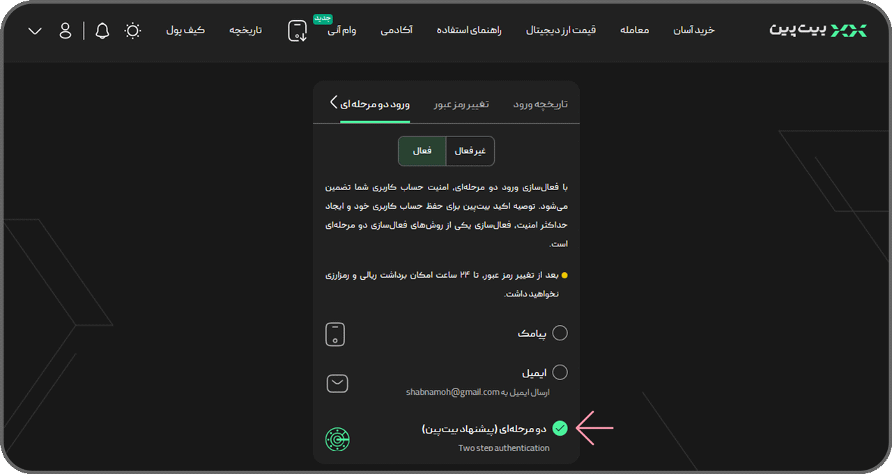 تایید افزودن گوگل آتنتیکیتور - بیت پین 