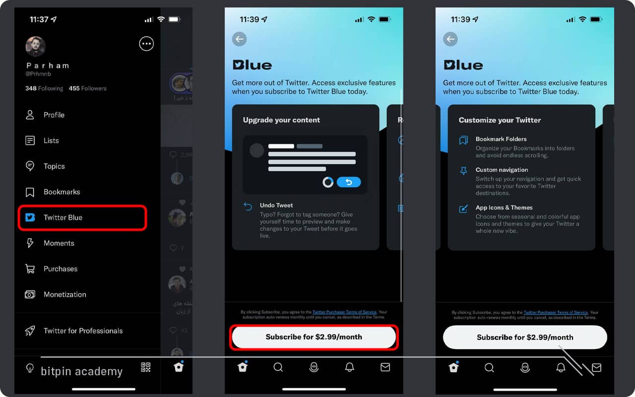 سرویس توییتر بلو، فقط برای کاربران iOS توییتر امکان فعال&zwnj;سازی دارد.