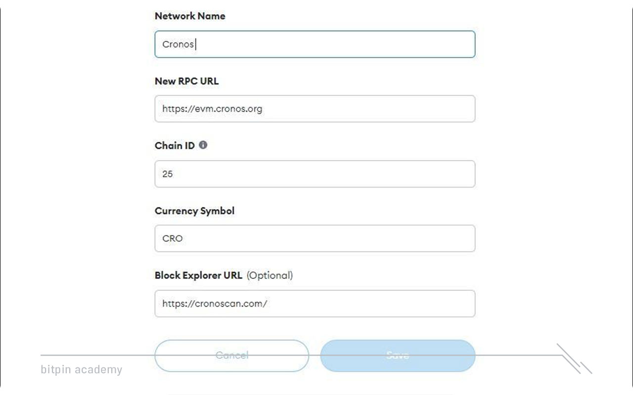 اضافه کردن مین نت (Mainnet) کرونوس به متامسک
