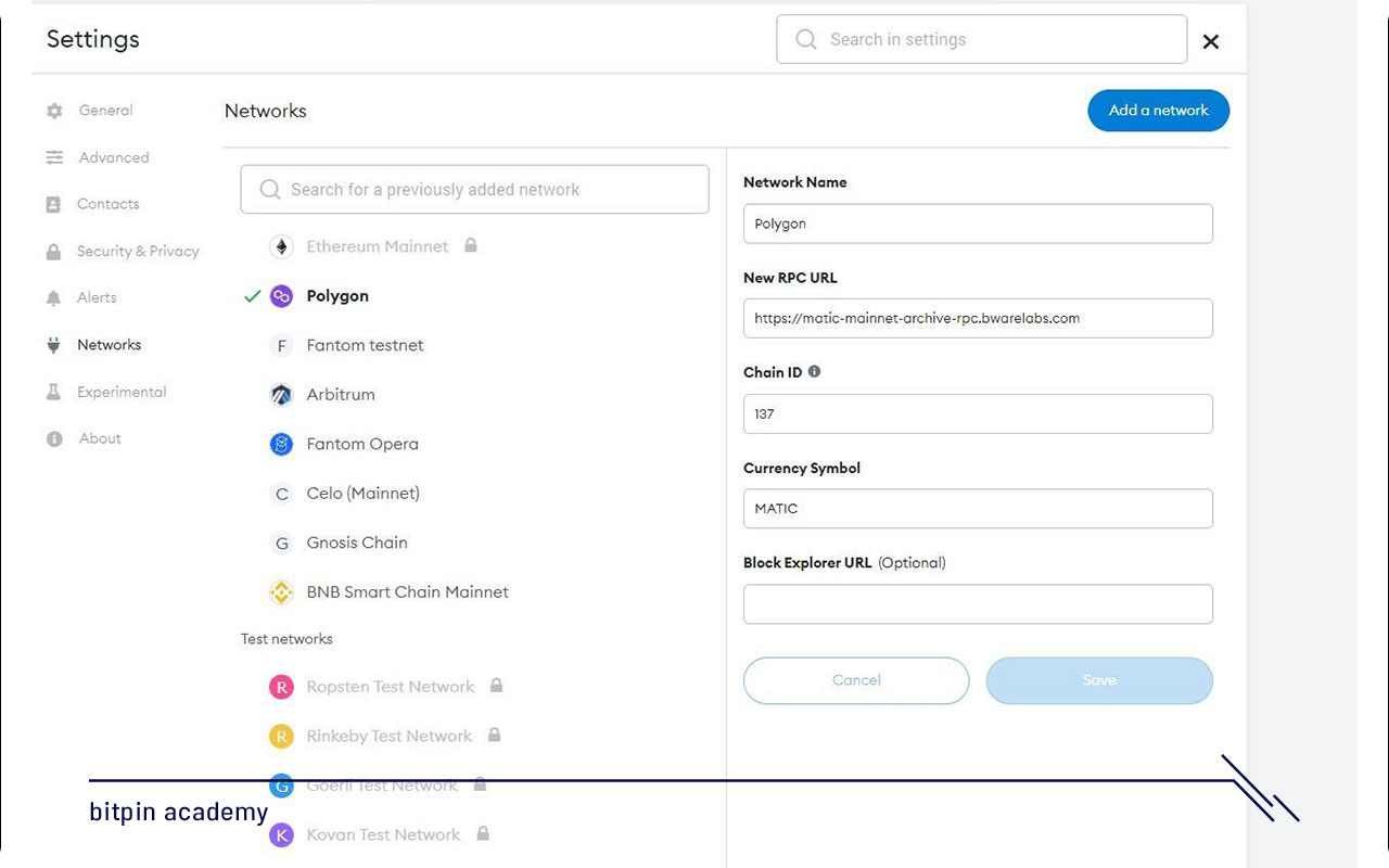 پنل کاربری MetaMask آموزش اضافه کردن ارز دیجیتال کرونوس به متامسک