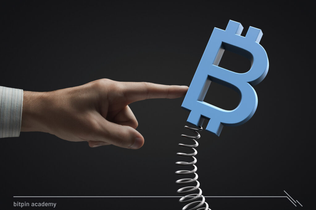 بیت کوین روی فنر برای نشان دادن بی&zwnj;ثباتی ارزهای دیجیتال