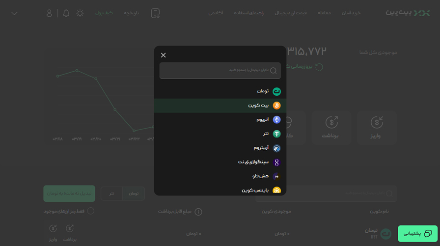 واریز ارزی بیت کوین به کیف پول بیت پین 