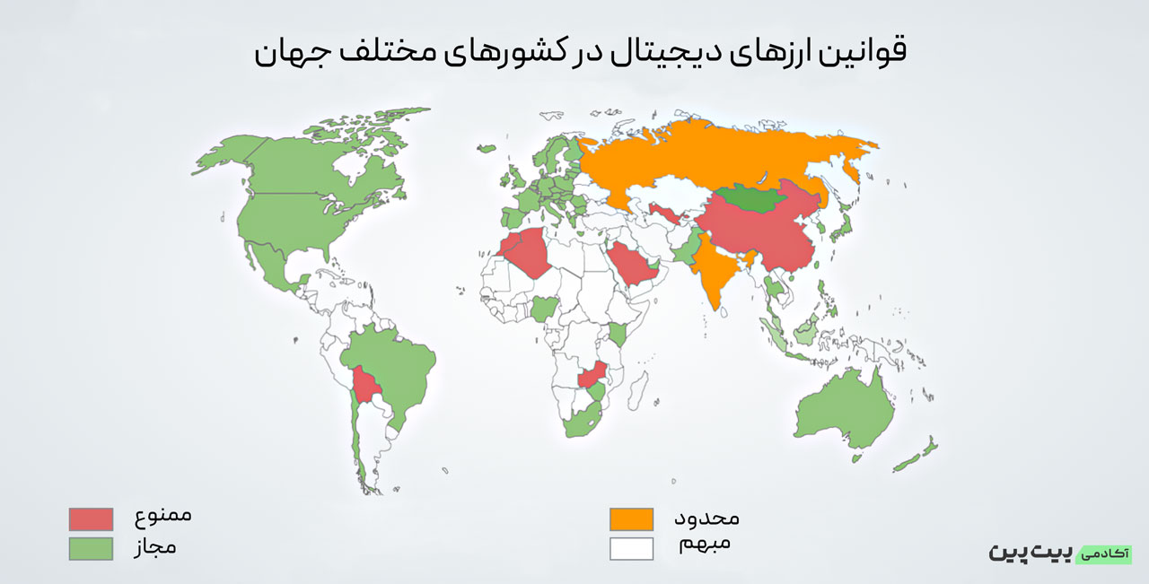 قوانین ارزهای دیجیتال در کشورهای مختلف جهان