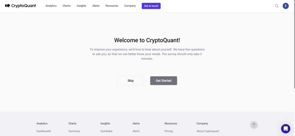 ثبت نام در وبسایت Cryptoquant