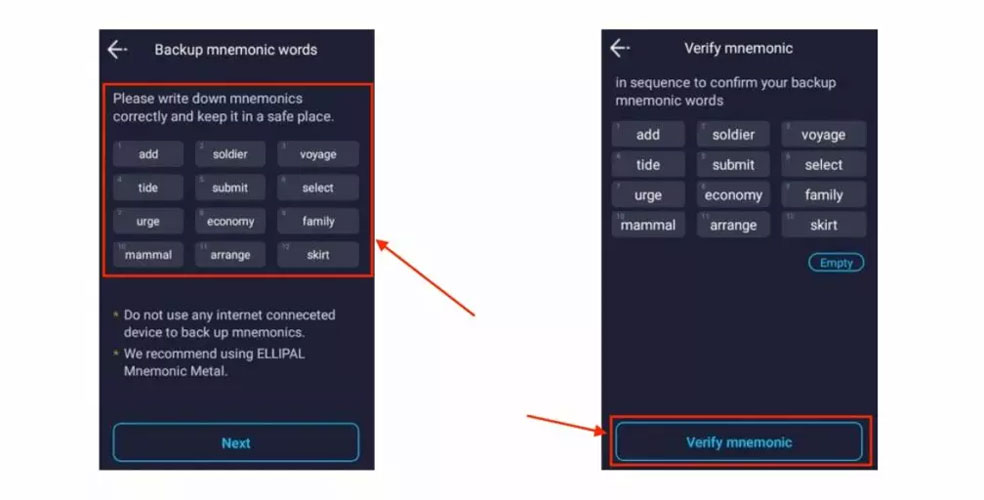 عبارت بازیابی کیف پول الیپال