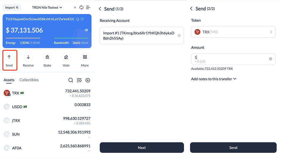 SendCoin معرفی و آموزش کیف پول ترون لینک (TronLink)
