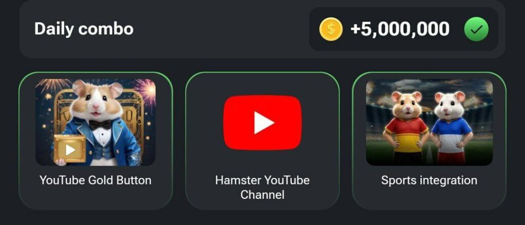 1111 کارت های کمبو امروز 11 تیر همستر - جایزه ۵ میلیونی Hamster