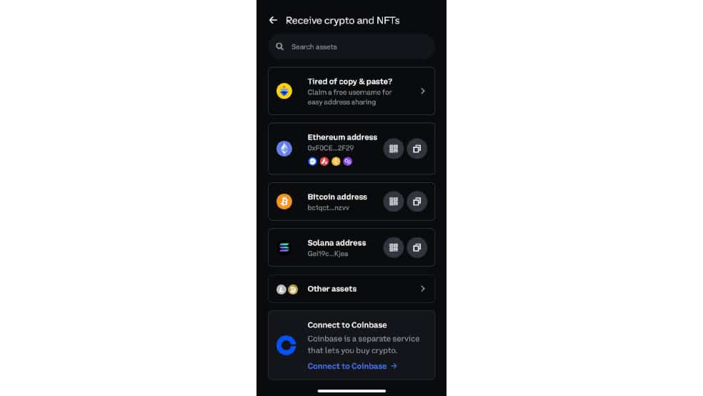 نحوه دریافت رمزارز در coinbase wallet