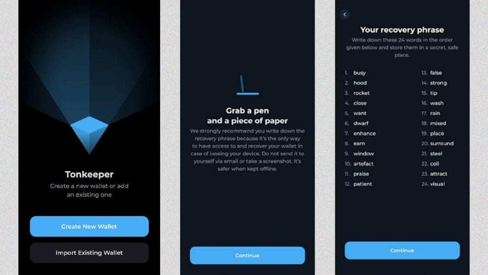 راه اندازی کیف پول Tonkeeper