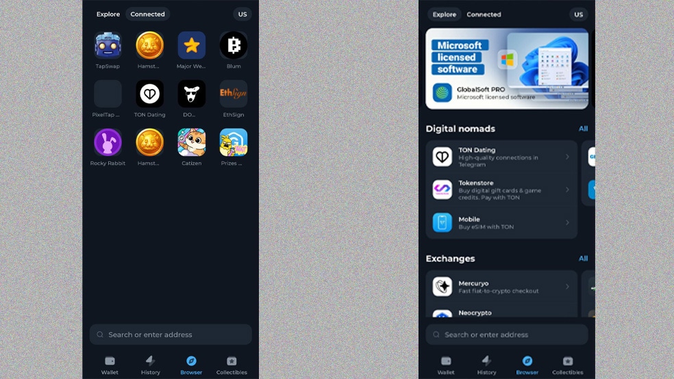 بخش مرورگر یا Browser تون کیپر