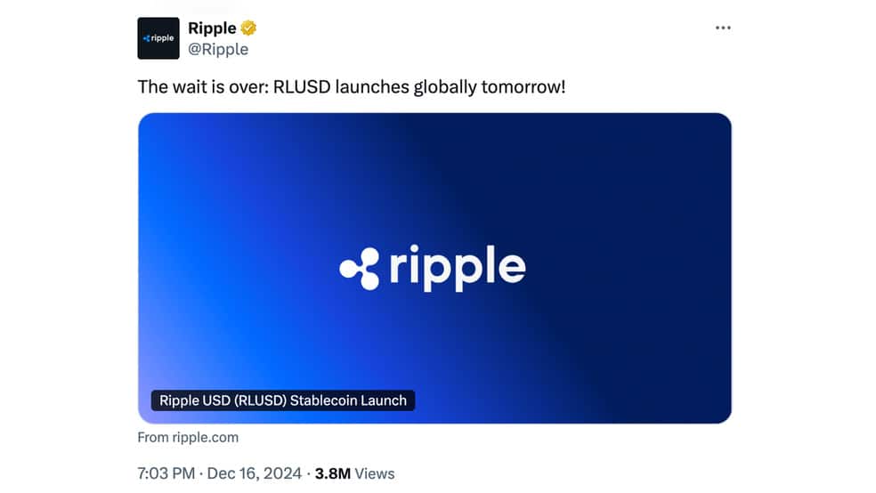 1.1 56 افزایش قیمت ریپل (XRP) همراه با راه‌اندازی استیبل کوین RLUSD