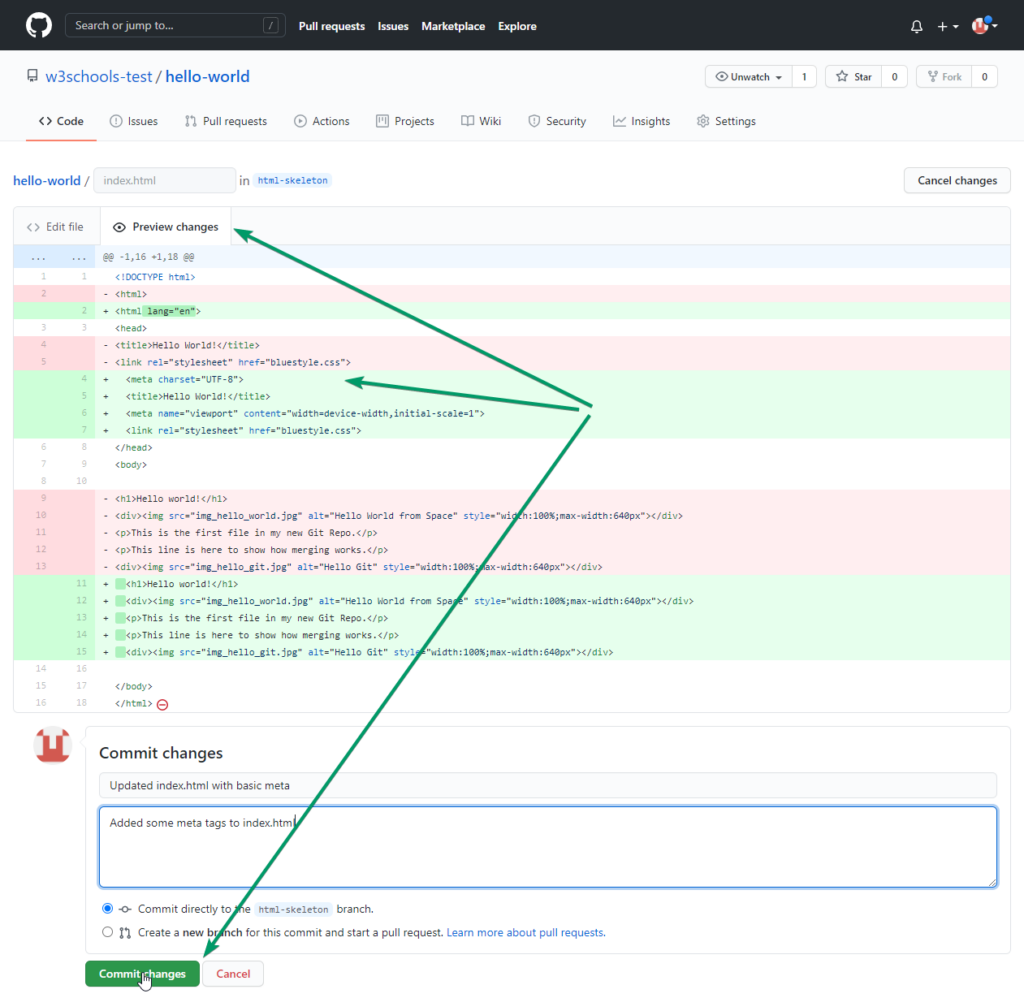 img github preview and commit گیت هاب (GitHub) چیست؟ راهنمای کامل برای تازه‌کارها و حرفه‌ای‌ها