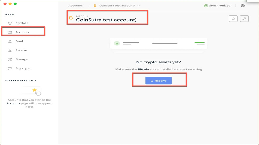 انتخاب حساب بیت&zwnj;کوین و دریافت آدرس برای انتقال از صرافی 