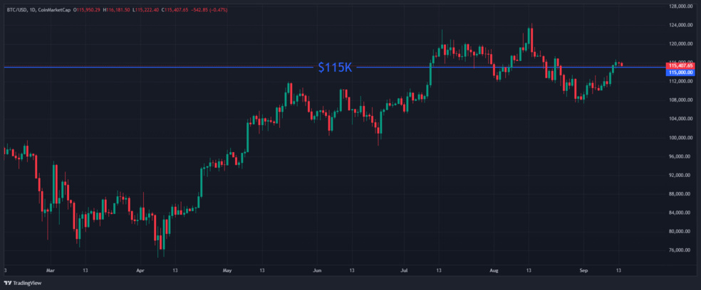 1.1 31 ۱۱۵ هزار دلار؛ سطح سرنوشت‌ساز بیت کوین
