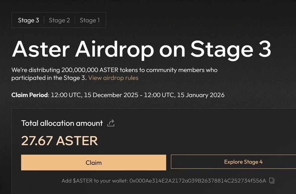 1.1 28 شروع فاز سوم ایردراپ استر (ASTER)؛ توزیع ۲۰۰ میلیون توکن
