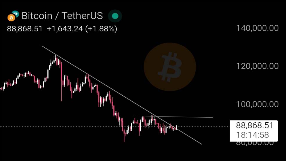 نمودار یک‌روزه BTC/USDT.