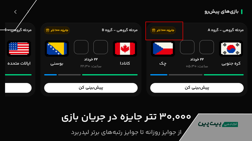 جایزه های پیش بینی رایگان جام جهانی بیت پین