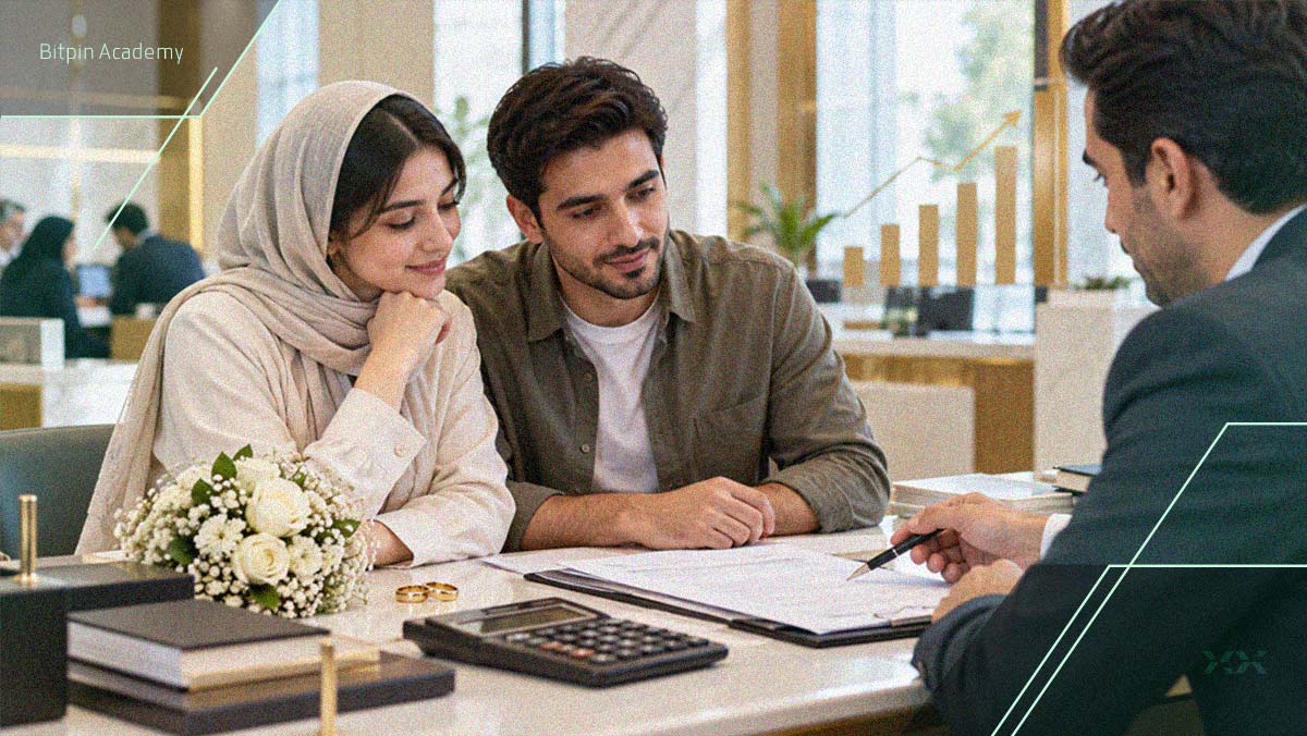 زوج جوان در حال بررسی وام ازدواج